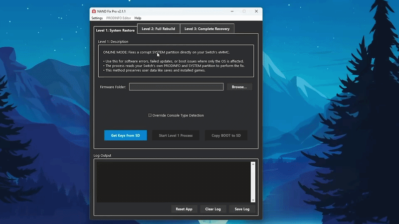 NANDFixPro – Firmware-Ordner auswählen (Platzhalter)