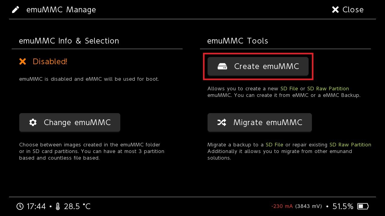 emuMMC – Create emuMMC
