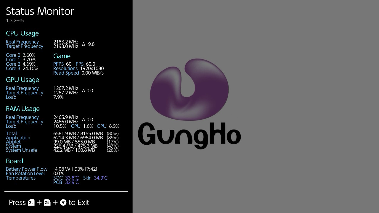 Status Monitor – Taktraten und Verbrauch